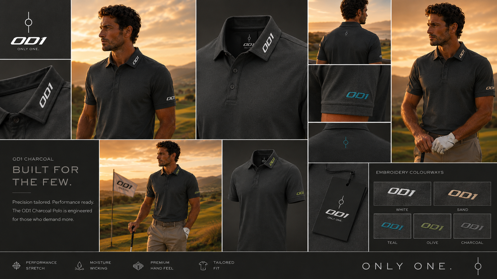 OD1 Performance Polo Charcoal - Image 3